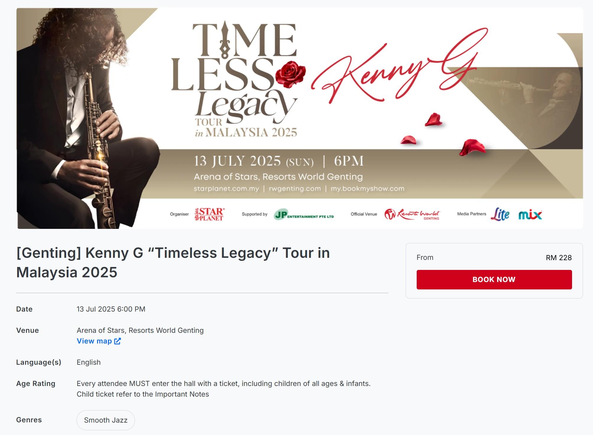 [Genting] Kenny G “Timeless Legacy” Tour in Malaysia 2025